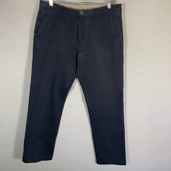 Rodd & Gunn Pants Mens 34 Straight Fit Navy Blue Cotton Stretch Flat Front Hem - Picture 1 of 11